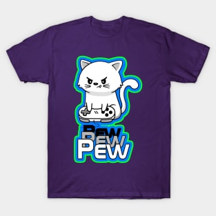 Gamer Cat Pew Pew Pew T-Shirt